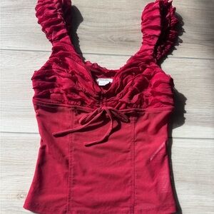 Kimchi Blue Red Ruffled tank top Small